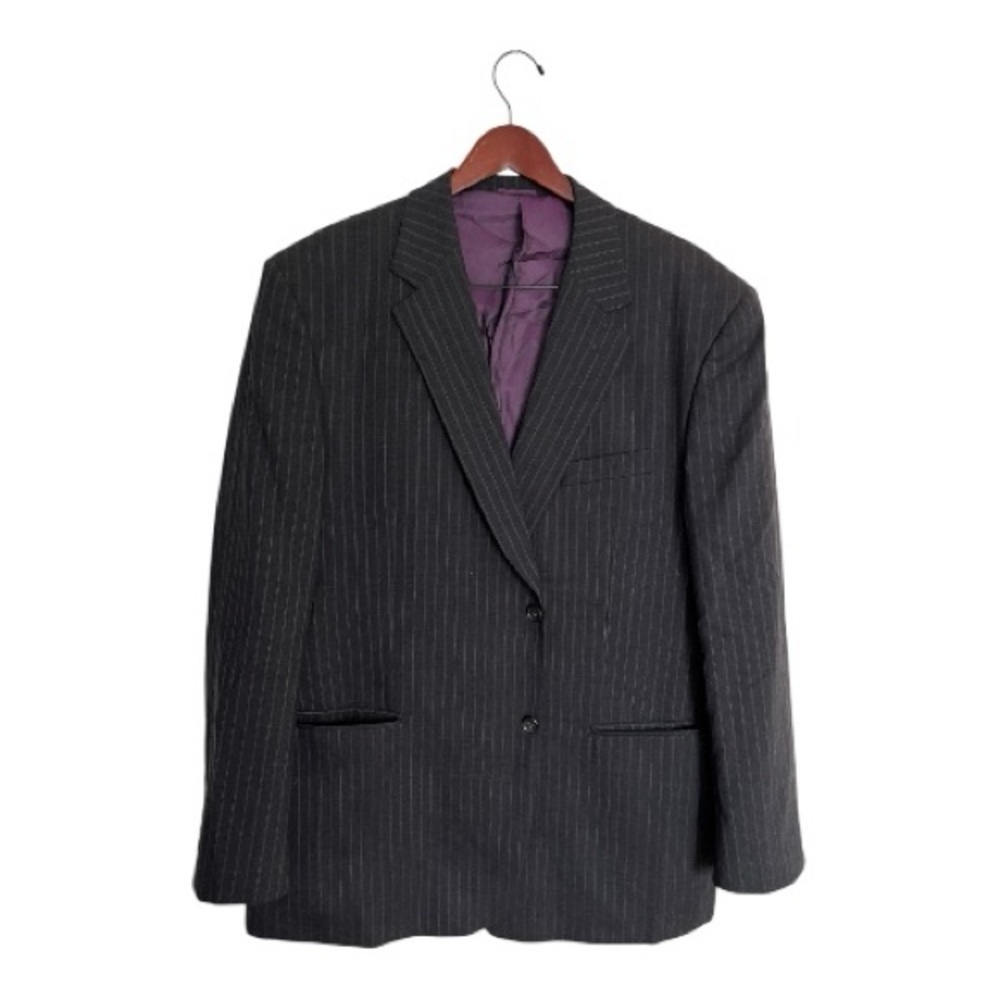 VIZONI Woolmark 100% Virgin Wool Black Pinstripe Blazer Size 46R